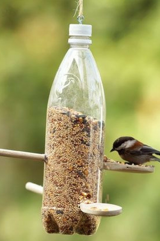 Pouzdro pro ptáky z láhve