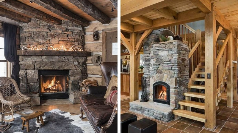 stone fireplace