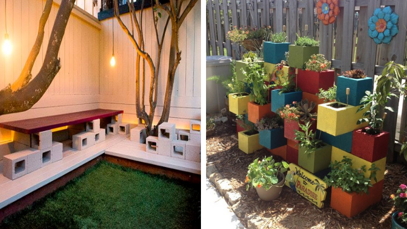 use of cinder block in home and garden design