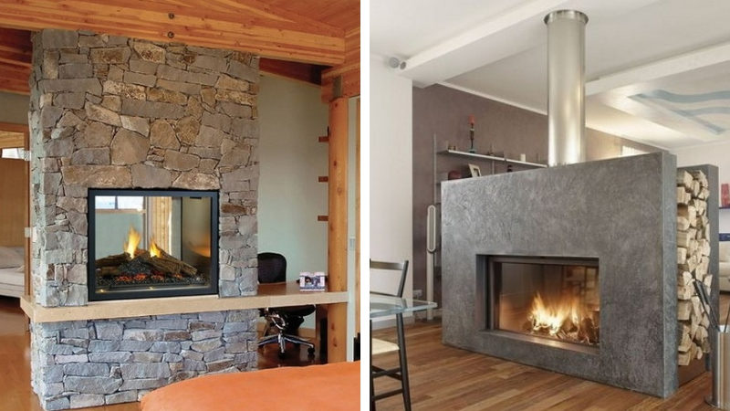 Double sided fireplace