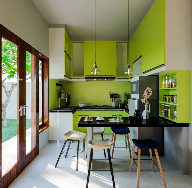 Zelený design kuchyně
