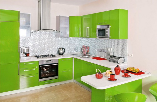 Zelený design kuchyně