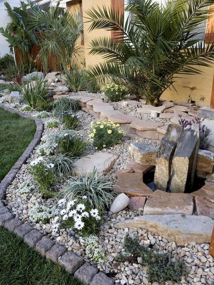 Landscaping of a site with a rock garden