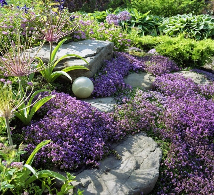 Landscaping of a site with a rock garden