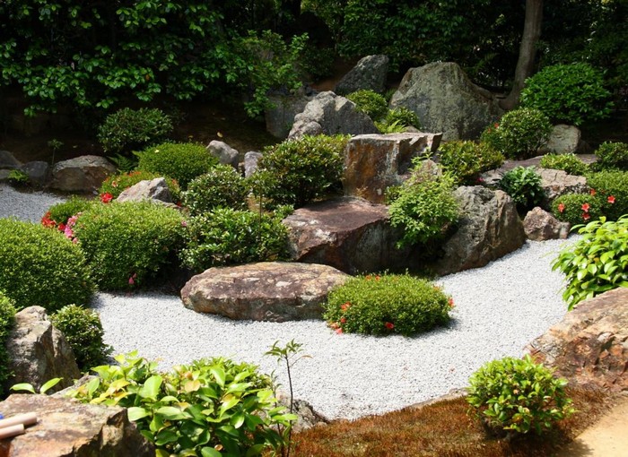 Landscaping of a site with a rock garden