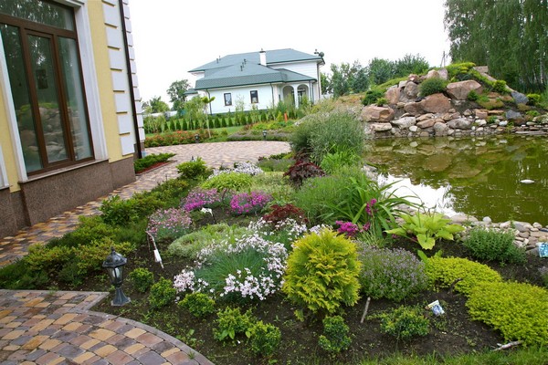 Flowerbeds near the house