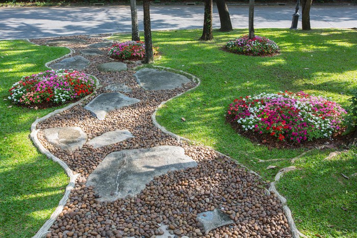 Pebbles in landscape design